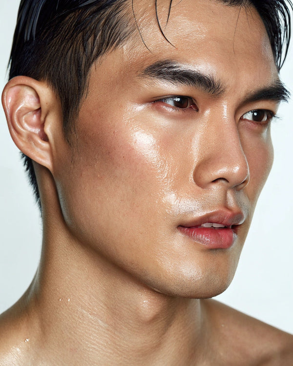 Close-up of a person with a neutral expression on a plain background