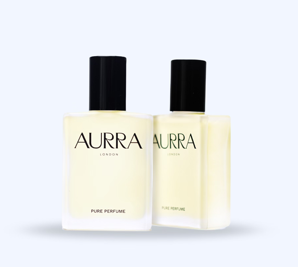 Two AURRA London Fragrance Bottles